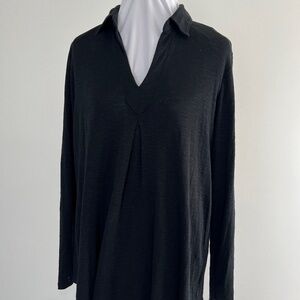 J. Jill Split Neck Collared Tunic Black